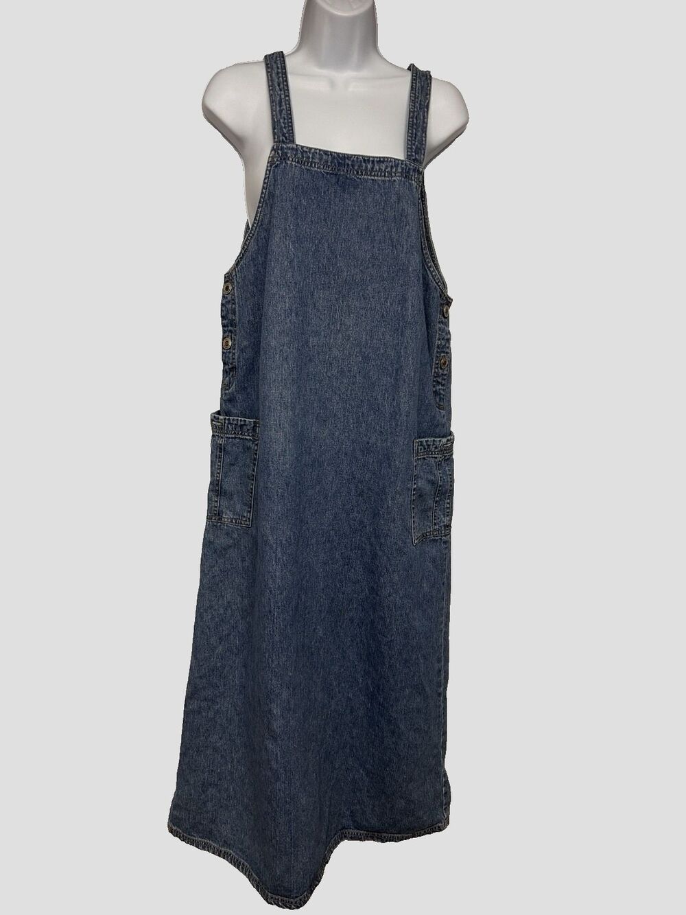 VTG Overall Maxi Jean Dress Pockets Flowy Paul Harris Y2K 90's Women's S